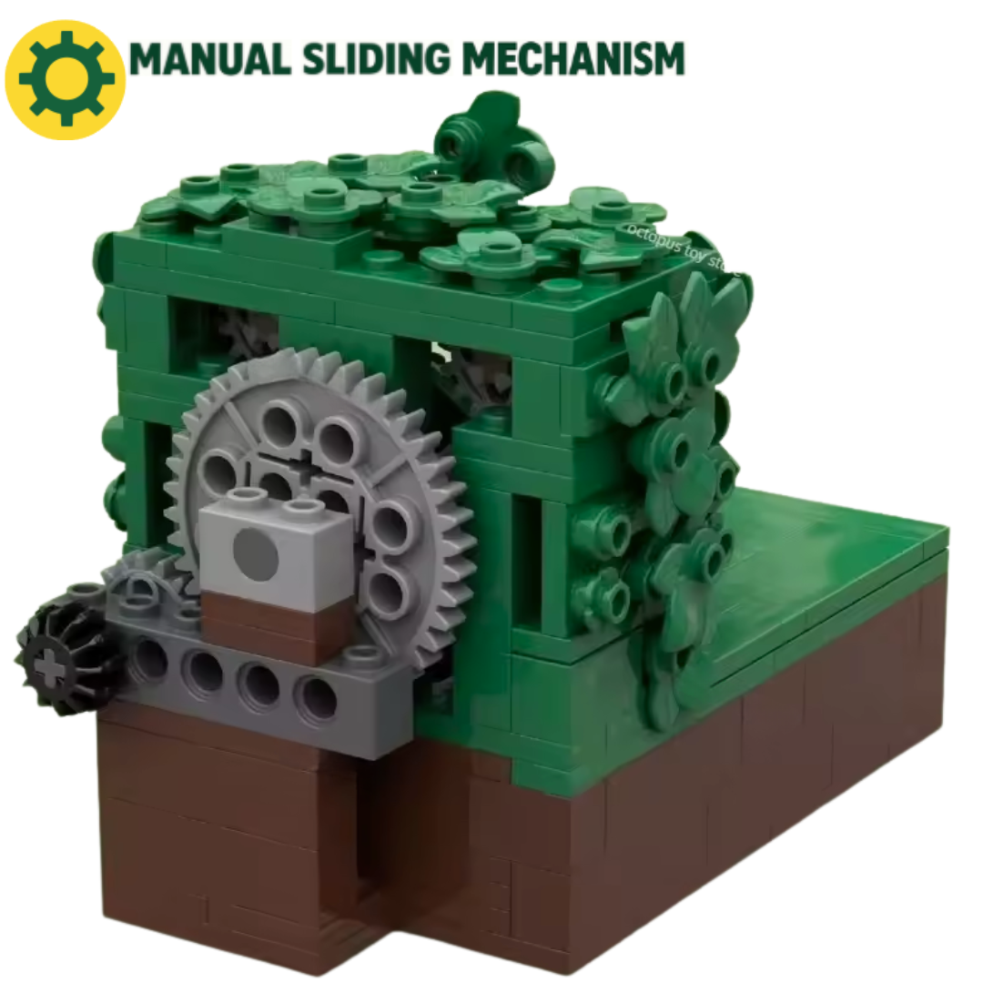 Creative construction figure that come in and out of the bushes